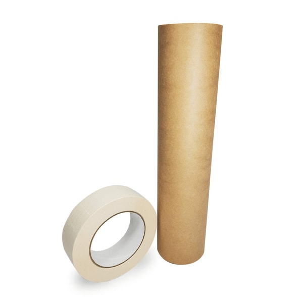 Idl Packaging 12 x 60 yd Masking Paper and 1 1/2 x 60 yd GP Masking Tape Set of 1 Each for Covering GPH-12, 4457-112 - main